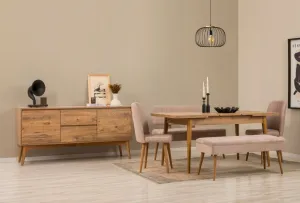Set s rozkladacím stolom, stoličkami a konzolou (6 kusov) Vina Bench 04 0900 - Atlantic Pine, Stone