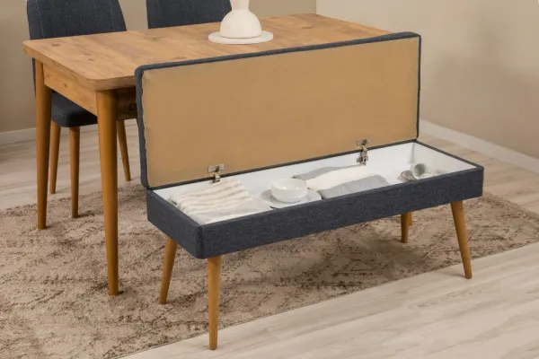 Set s rozkladacím stolom, stoličkami a konzolou (6 kusov) Vina Bench 04 1048 - Atlantic Pine, Dark Blue