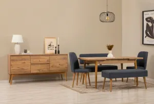 Set s rozkladacím stolom, stoličkami a konzolou (6 kusov) Vina Bench 04 1048 - Atlantic Pine, Dark Blue