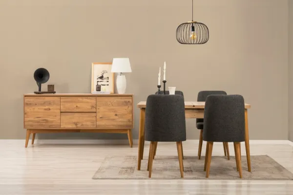 Set s rozkladacím stolom, stoličkami a konzolou (6 kusov) Vina 01 1053 - Atlantic Pine, Anthracite