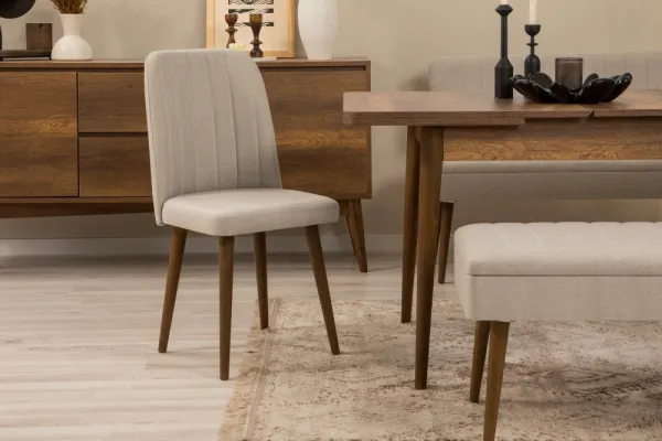 Set s rozkladacím stolom, stoličkami a konzolou (6 kusov) Vina Bench 04 1005 - Walnut, Cream