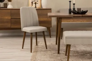 Set s rozkladacím stolom, stoličkami a konzolou (6 kusov) Vina Bench 04 1005 - Walnut, Cream