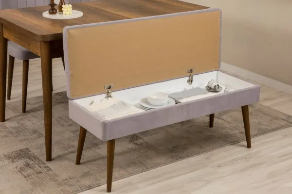 Set s rozkladacím stolom, stoličkami a konzolou (5 kusov) Vina 02 0701 - Walnut, Grey