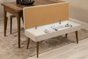 Set s rozkladacím stolom, stoličkami a konzolou (6 kusov) Vina Bench 04 1005 - Walnut, Cream