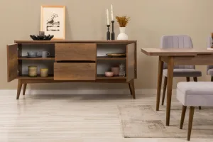 Set s rozkladacím stolom, stoličkami a konzolou (7 kusov) Vina 03 0701 - Walnut, Grey