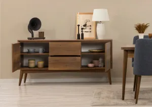 Set s rozkladacím stolom, stoličkami a konzolou (6 kusov) Vina 01 1048 - Walnut, Dark Blue