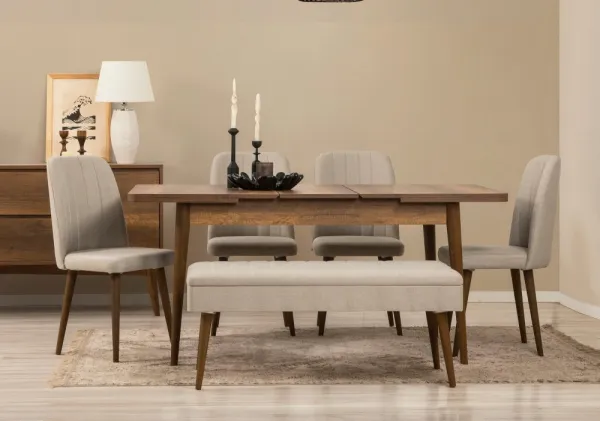 Set s rozkladacím stolom, stoličkami a konzolou (7 kusov) Vina 03 1005 - Walnut, Cream