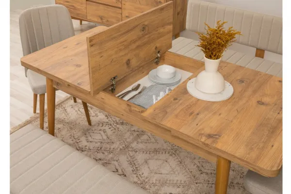 Set s rozkladacím stolom, stoličkami a konzolou (5 kusov) Vina 02 1005 - Atlantic Pine, Cream