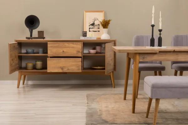 Set s rozkladacím stolom, stoličkami a konzolou (5 kusov) Vina 02 0701 - Atlantic Pine, Grey