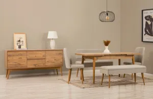 Set s rozkladacím stolom, stoličkami a konzolou (6 kusov) Vina Bench 04 1005 - Atlantic Pine, Cream