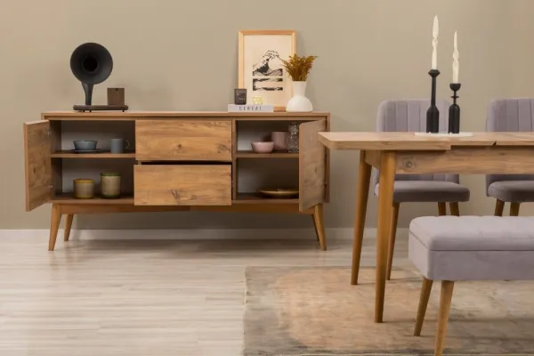 Set s rozkladacím stolom, stoličkami a konzolou (7 kusov) Vina 03 0701 - Atlantic Pine, Grey