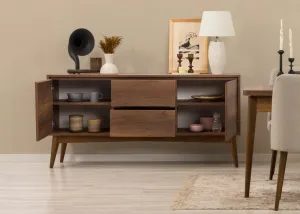 Set s rozkladacím stolom, stoličkami a konzolou (6 kusov) Vina 01 1005 - Walnut, Cream