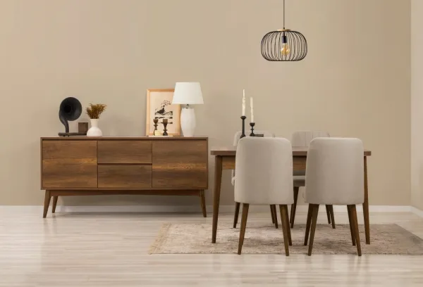 Set s rozkladacím stolom, stoličkami a konzolou (6 kusov) Vina 01 1005 - Walnut, Cream