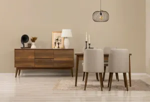 Set s rozkladacím stolom, stoličkami a konzolou (6 kusov) Vina 01 1005 - Walnut, Cream
