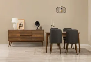 Set s rozkladacím stolom, stoličkami a konzolou (6 kusov) Vina 01 1053 - Walnut, Anthracite