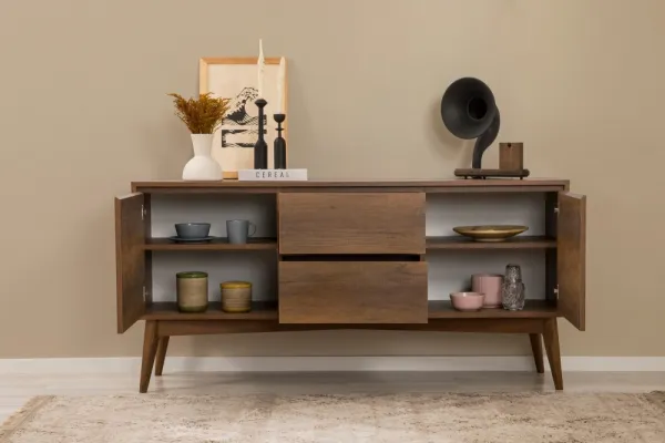 Set s rozkladacím stolom, stoličkami a konzolou (6 kusov) Vina Bench 04 1053 - Walnut, Anthracite