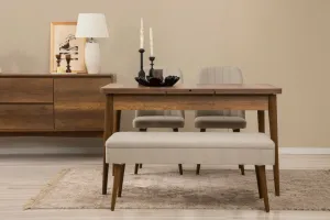 Set s rozkladacím stolom, stoličkami a konzolou (5 kusov) Vina 02 1005 - Walnut, Cream