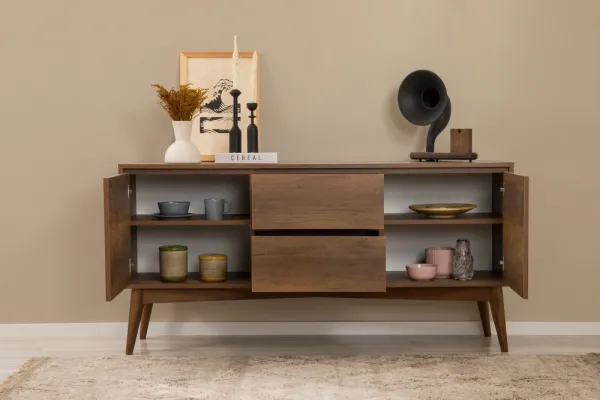 Set s rozkladacím stolom, stoličkami a konzolou (6 kusov) Vina 01 0900 - Walnut, Stone