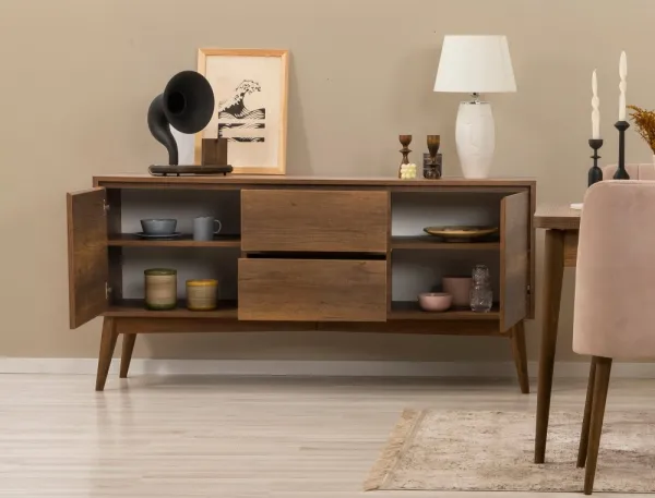Set s rozkladacím stolom, stoličkami a konzolou (6 kusov) Vina 01 0900 - Walnut, Stone
