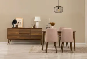 Set s rozkladacím stolom, stoličkami a konzolou (6 kusov) Vina 01 0900 - Walnut, Stone