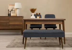 Set s rozkladacím stolom, stoličkami a konzolou (5 kusov) Vina 02 1048 - Walnut, Dark Blue