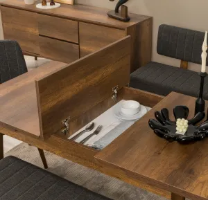 Jedálenský set s rozkladacím stolom a stoličkami (6 kusov) Vina - Walnut, Anthracite