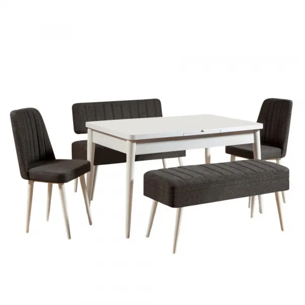 Jedálenský set s rozkladacím stolom a stoličkami (5 kusov) Vina 1053 - 4 - Anthracite, White