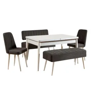 Jedálenský set s rozkladacím stolom a stoličkami (5 kusov) Vina 1053 - 4 - Anthracite, White