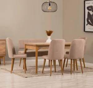Jedálenský set s rozkladacím stolom a stoličkami (6 kusov) Vina - Atlantic Pine, Stone