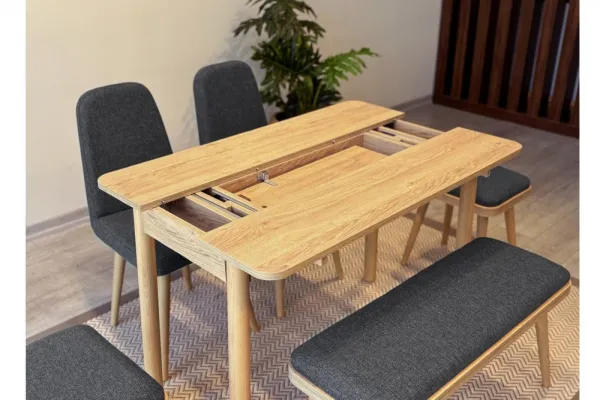 Jedálenský set s rozkladacím stolom a stoličkami (6 kusov) Vina Mini 03 1053 - Oak, Anthracite