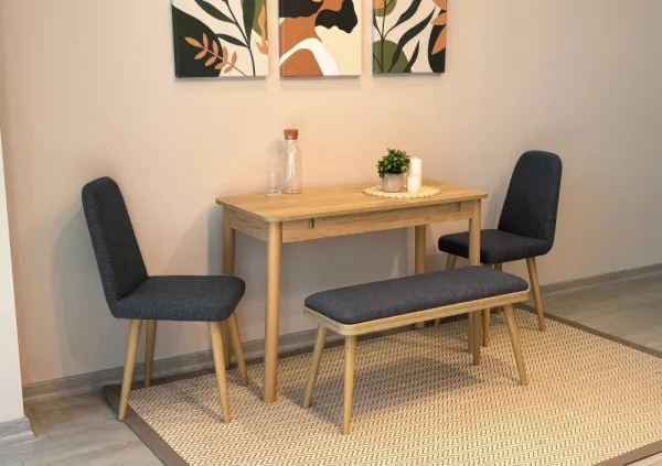 Jedálenský set s rozkladacím stolom a stoličkami (4 kusy) Vina Mini 01 1053 - Oak, Anthracite
