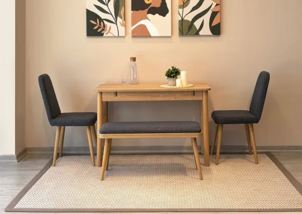 Jedálenský set s rozkladacím stolom a stoličkami (4 kusy) Vina Mini 01 1053 - Oak, Anthracite