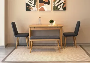 Jedálenský set s rozkladacím stolom a stoličkami (4 kusy) Vina Mini 01 1053 - Oak, Anthracite