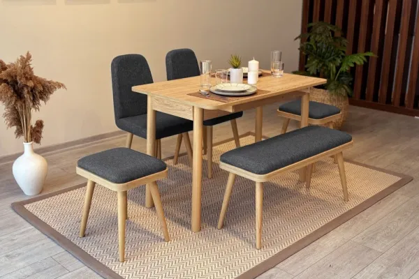 Jedálenský set s rozkladacím stolom a stoličkami (6 kusov) Vina Mini 03 1053 - Oak, Anthracite