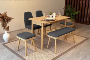 Jedálenský set s rozkladacím stolom a stoličkami (6 kusov) Vina Mini 03 1053 - Oak, Anthracite