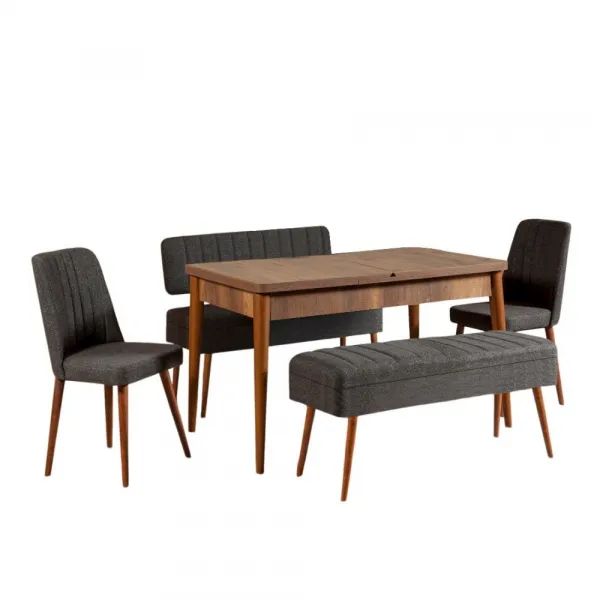 Jedálenský set s rozkladacím stolom a stoličkami (5 kusov) Vina 1053 - 4 - Anthracite, Walnut