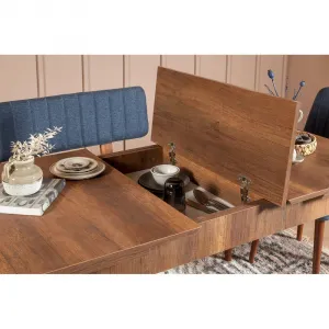 Jedálenský set s rozkladacím stolom a stoličkami (4 kusy) Vina 1048 - 3 - Walnut, Dark Blue