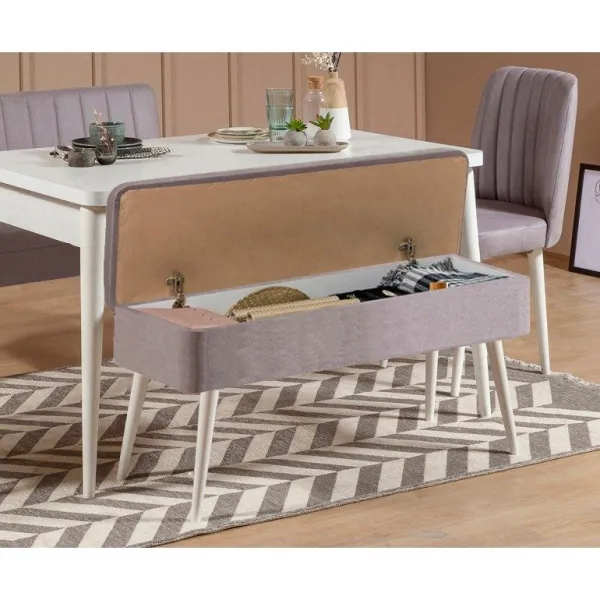 Jedálenský set s rozkladacím stolom a stoličkami (4 kusy) Vina 0701 - 3 - White, Grey