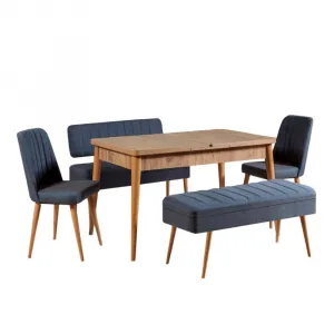 Jedálenský set s rozkladacím stolom a stoličkami (5 kusov) Vina 1048 - 4 - Atlantic, Dark Blue