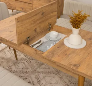 Jedálenský set s rozkladacím stolom a stoličkami (6 kusov) Vina - Atlantic Pine, Cream