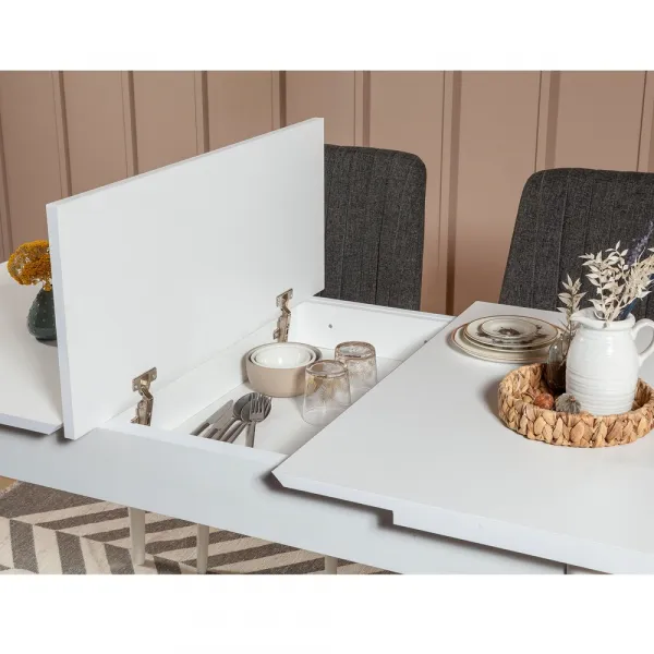 Jedálenský set s rozkladacím stolom a stoličkami (4 kusy) Vina 1053 - Anthracite, White