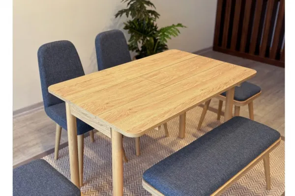 Jedálenský set s rozkladacím stolom a stoličkami (6 kusov) Vina Mini 03 1048 - Oak, Dark Blue