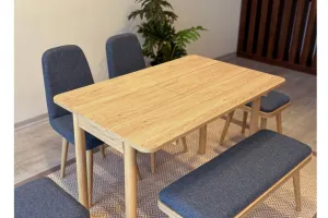 Jedálenský set s rozkladacím stolom a stoličkami (6 kusov) Vina Mini 03 1048 - Oak, Dark Blue