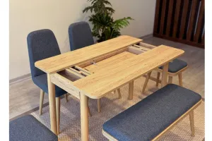 Jedálenský set s rozkladacím stolom a stoličkami (6 kusov) Vina Mini 03 1048 - Oak, Dark Blue