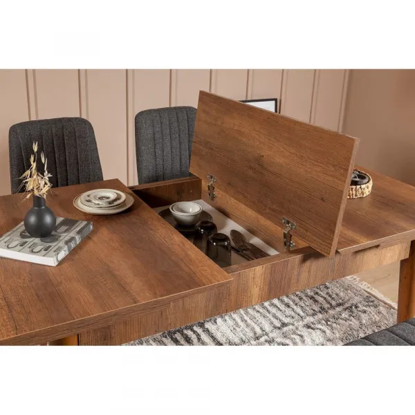 Jedálenský set s rozkladacím stolom a stoličkami (4 kusy) Vina 1053 - 3 - Anthracite, Walnut
