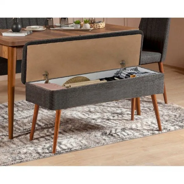 Jedálenský set s rozkladacím stolom a stoličkami (4 kusy) Vina 1053 - 3 - Anthracite, Walnut