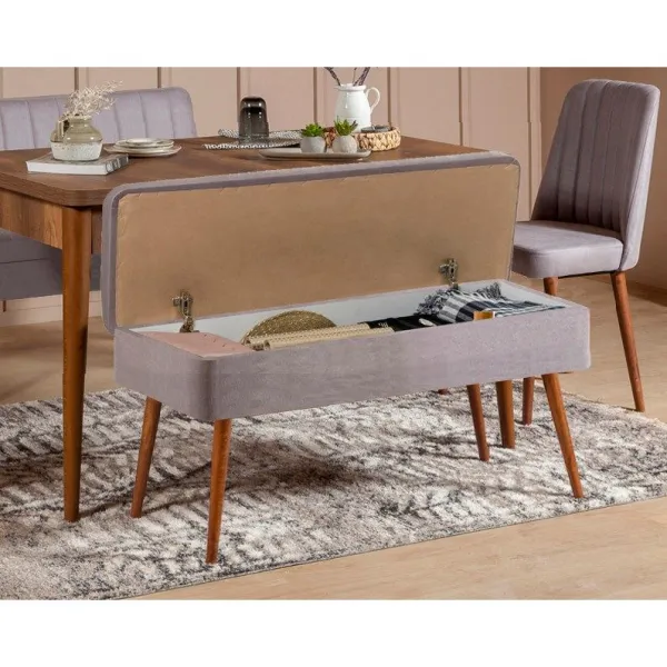 Jedálenský set s rozkladacím stolom a stoličkami (4 kusy) Vina 0701 - 3 - Walnut, Grey