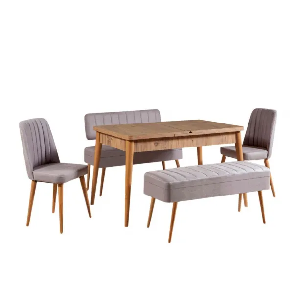 Jedálenský set s rozkladacím stolom a stoličkami (5 kusov) Vina 0701 - 4 - Atlantic, Grey