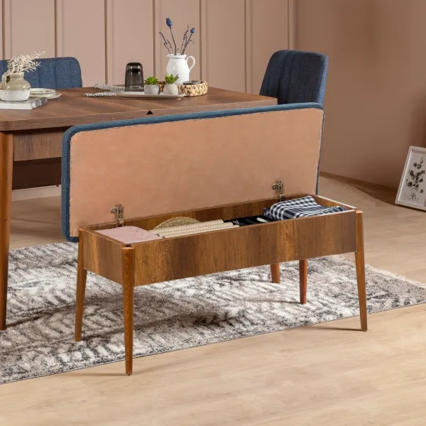 Jedálenský set s rozkladacím stolom a stoličkami (4 kusy) Vina 1048 - Dark Blue, Walnut