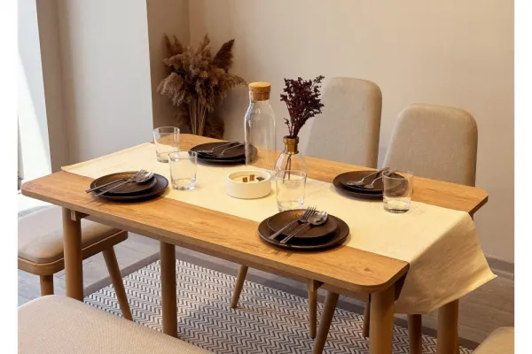 Jedálenský set s rozkladacím stolom a stoličkami (6 kusov) Vina Mini 03 1005 - Oak, Cream